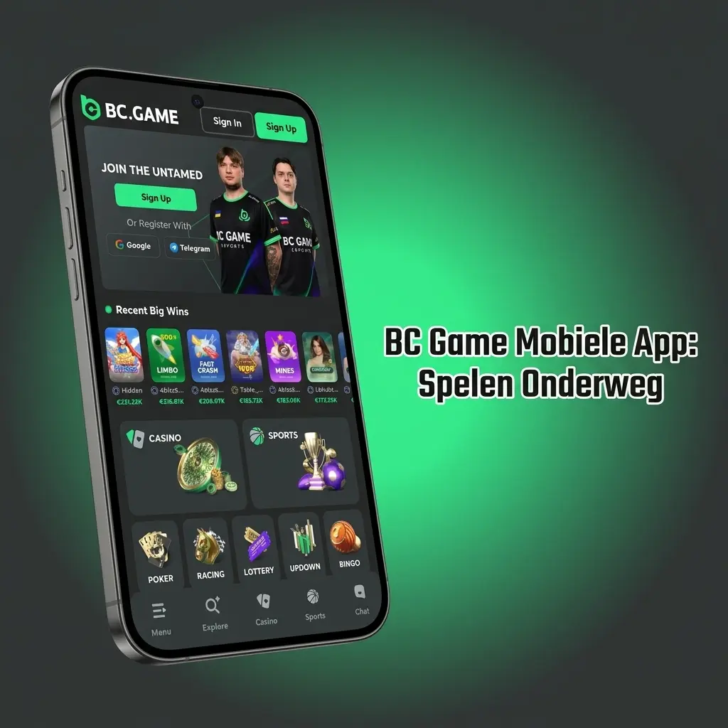 BC Game mobiele app op smartphone