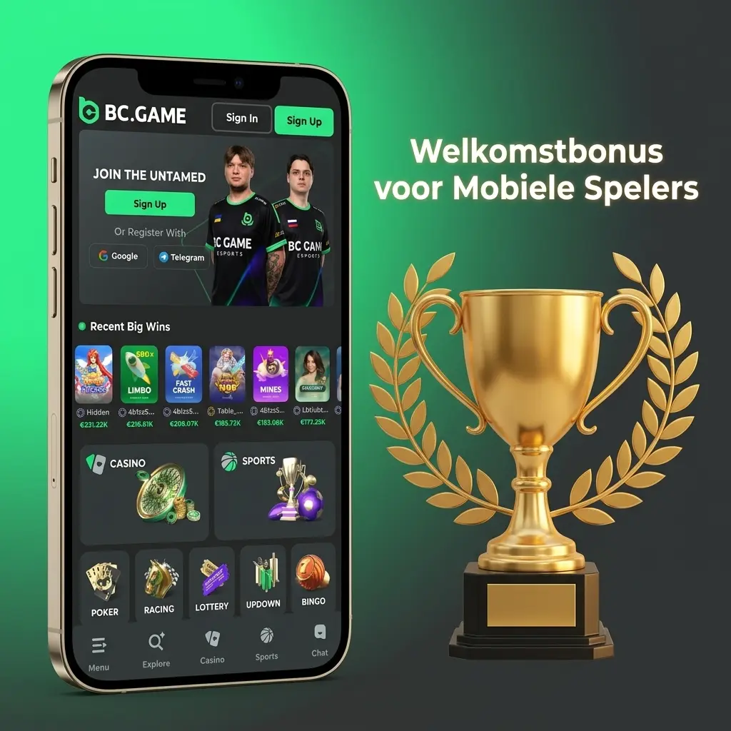 Welkomstbonus voor mobiele spelers bij BC Game