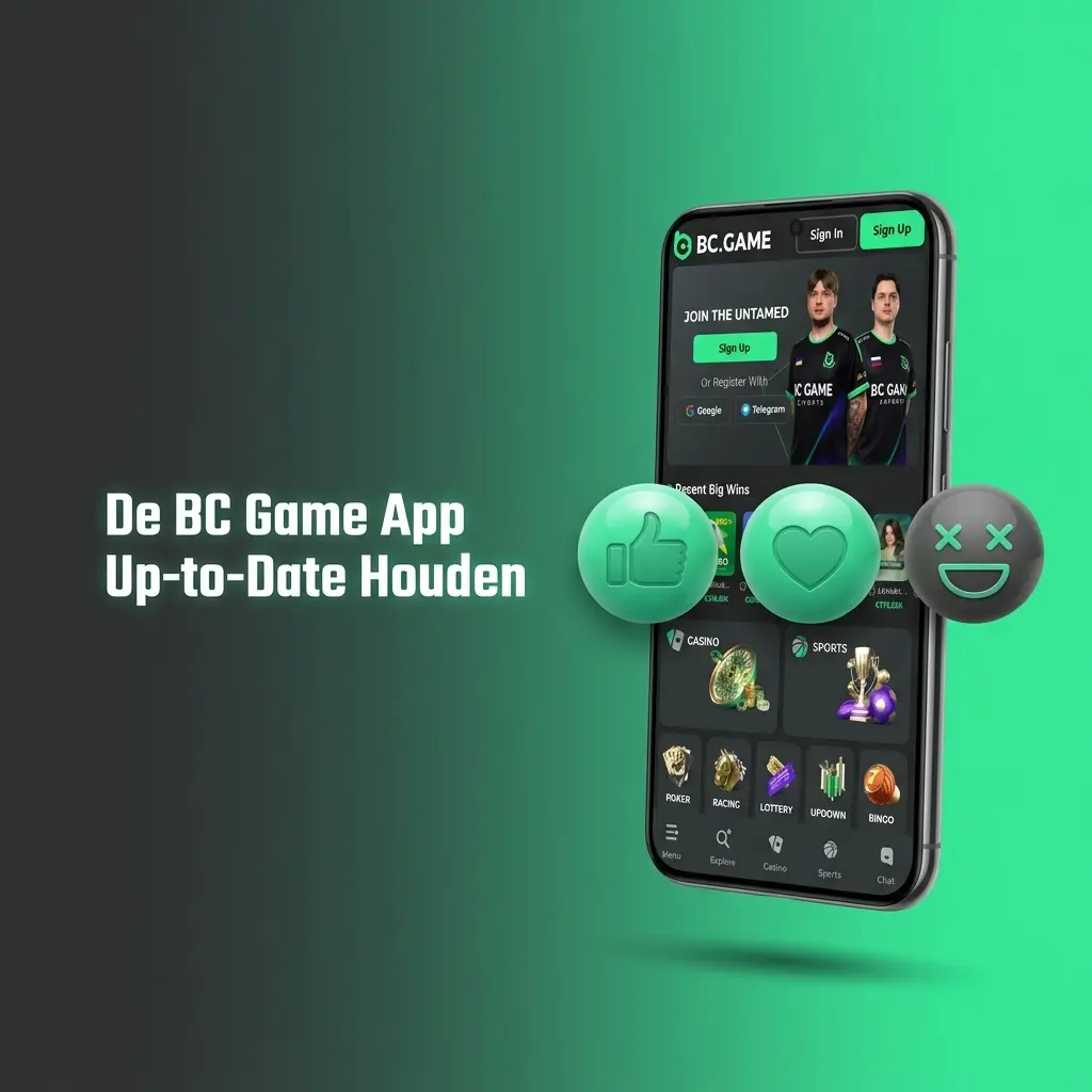 BC Game app update op een mobiel apparaat