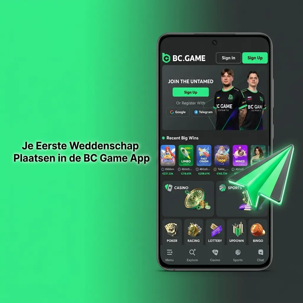 Weddenschap plaatsen in de BC Game sportsbook app