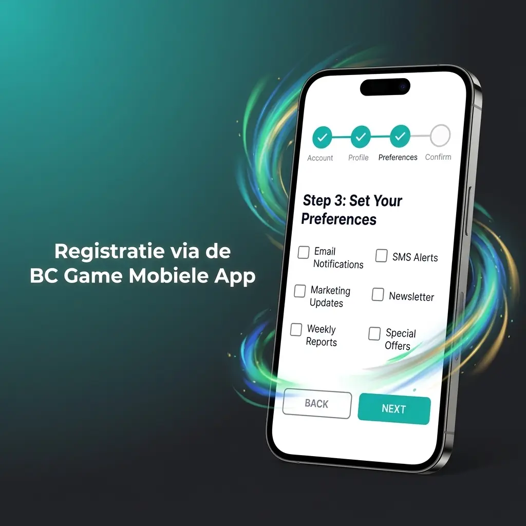 BC Game mobiele app registratie op smartphone